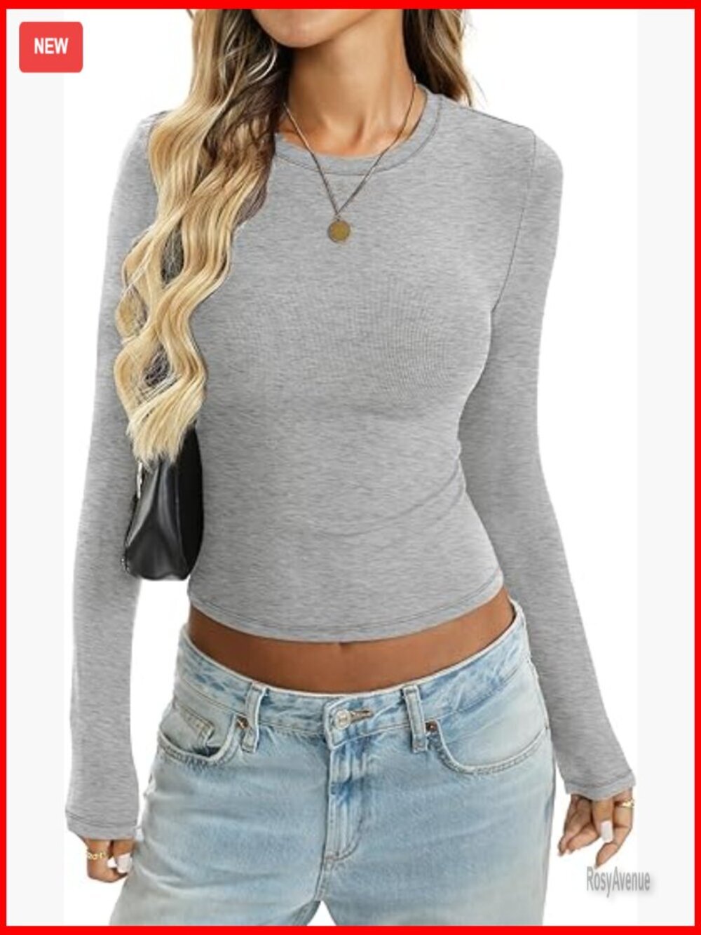 Fitted Cotton Ribbed Long Sleeve Tee Crew Neck Basic Layer Shirt